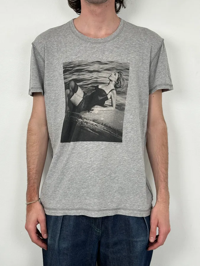 2000s Dolce & Gabbana Grey Sunbathing Poolside T-Shirt