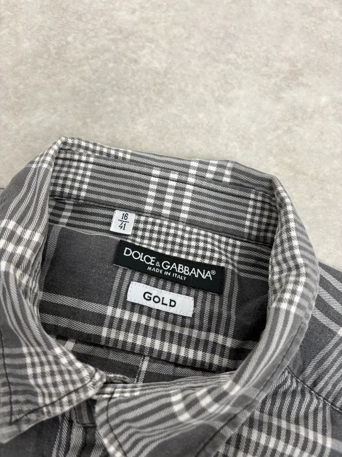 2000s Dolce & Gabbana Grey Tartan Shirt - Image 5