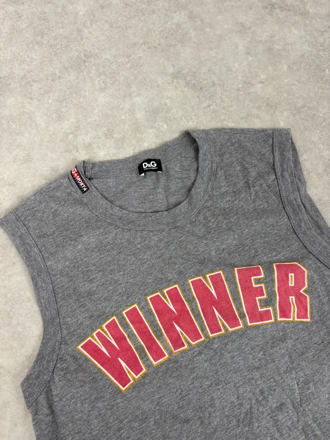 2000s Dolce & Gabbana Grey Winner Tank Top - Image 5
