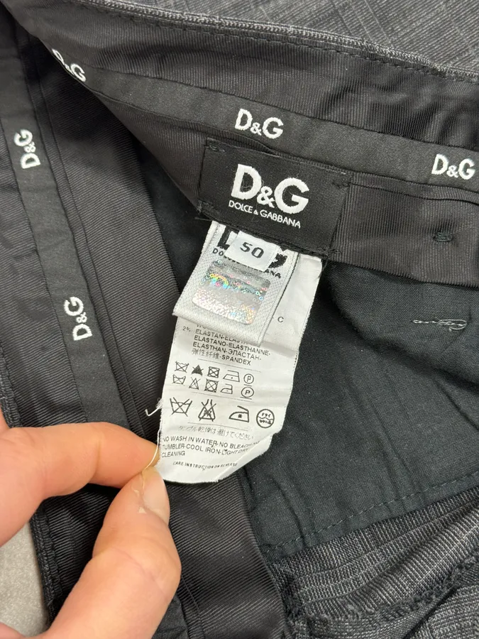 2000s Dolce & Gabbana Grey Wool Checkered Classy Tailored Pants - Image 10
