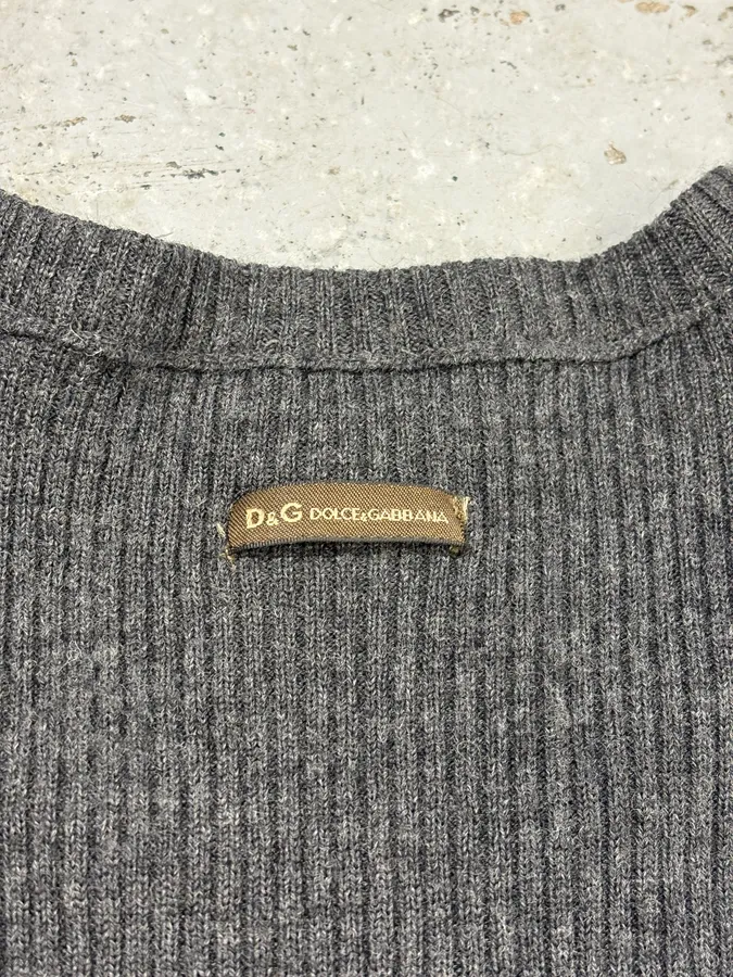 2000s Dolce & Gabbana Grey Wool Striped Sweater - Image 8