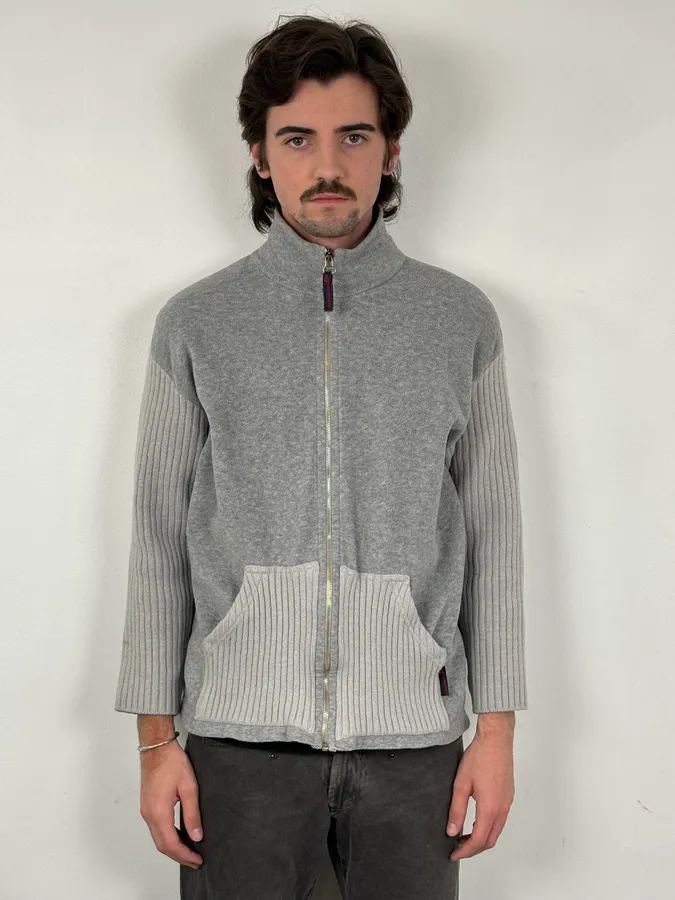 2000s Dolce & Gabbana Grey Wool Zip-Up Cardigan Sweater - Image 2