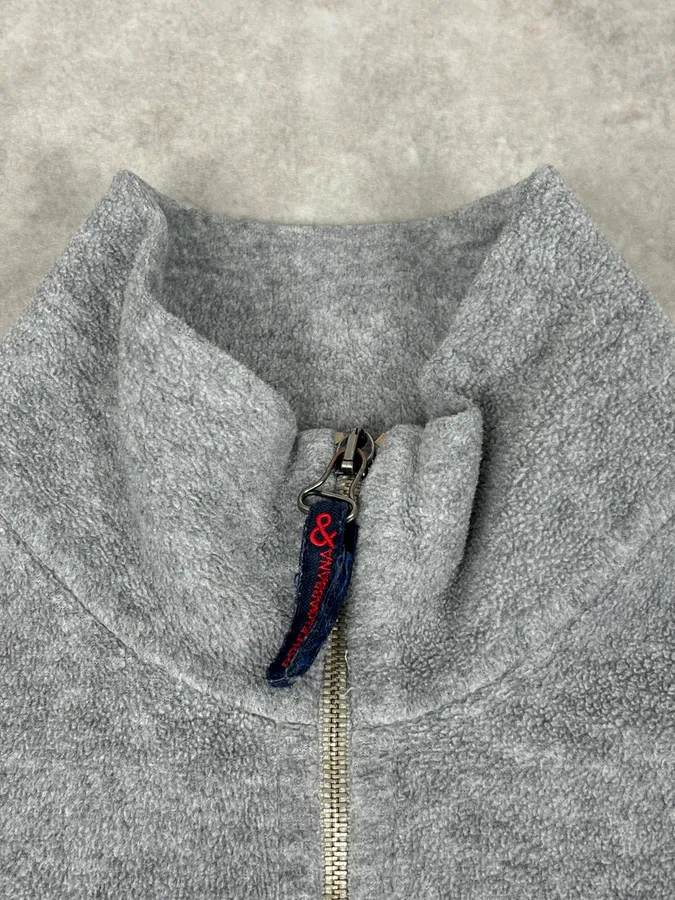 2000s Dolce & Gabbana Grey Wool Zip-Up Cardigan Sweater - Image 7