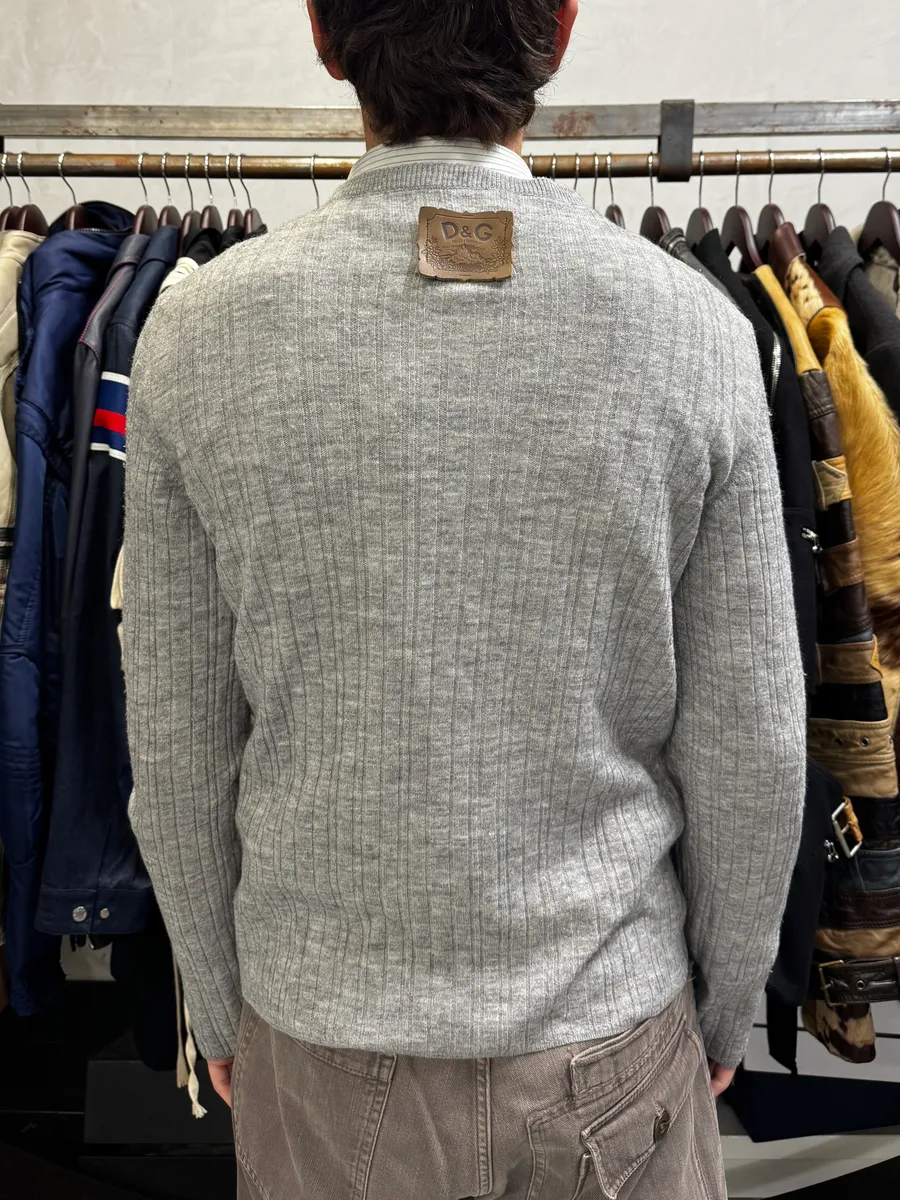 2000s Dolce & Gabbana Henley Grey Wool Longsleeves - Image 3
