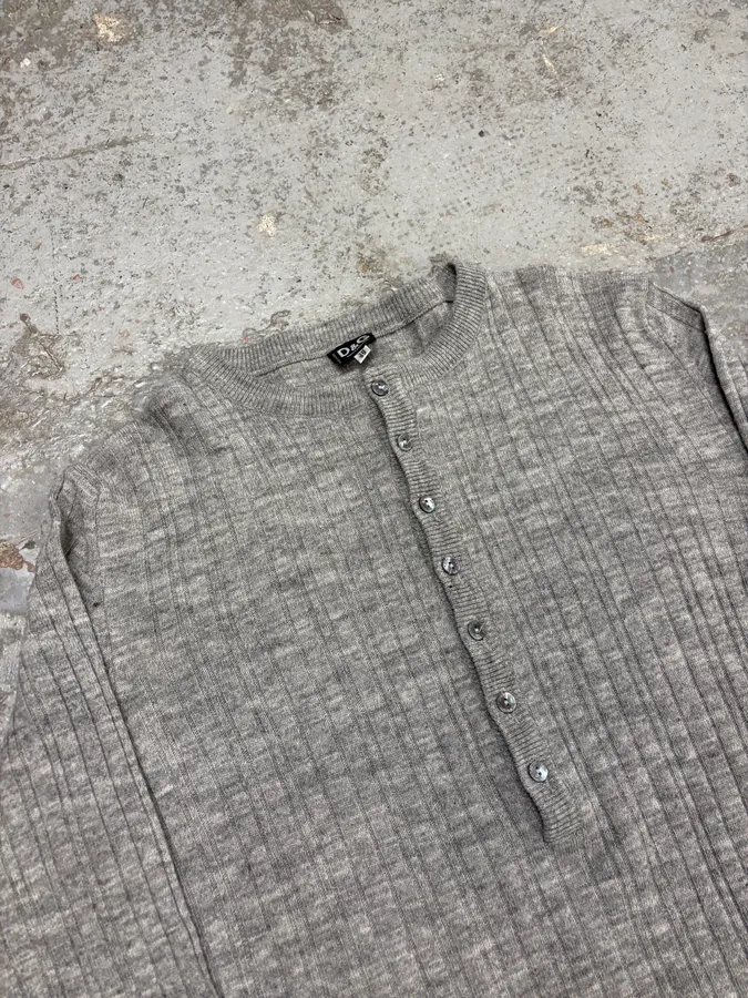 2000s Dolce & Gabbana Henley Grey Wool Longsleeves - Image 5