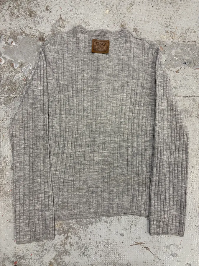 2000s Dolce & Gabbana Henley Grey Wool Longsleeves - Image 6