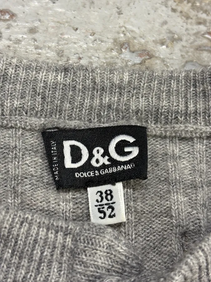 2000s Dolce & Gabbana Henley Grey Wool Longsleeves - Image 8