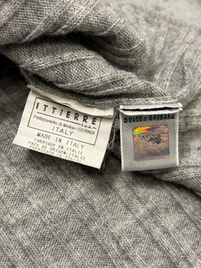 2000s Dolce & Gabbana Henley Grey Wool Longsleeves - Image 9