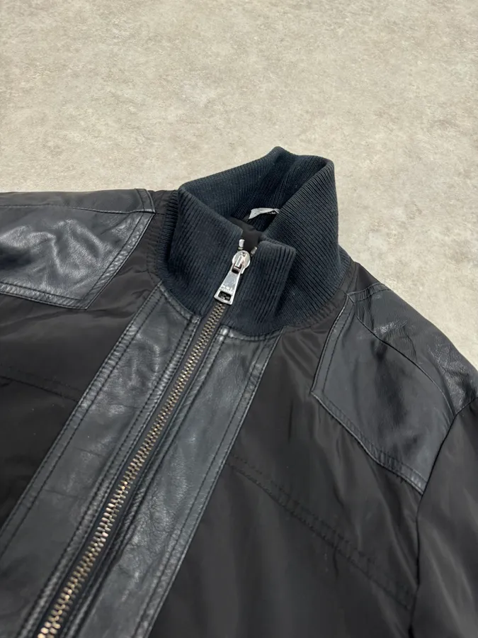 2000s Dolce & Gabbana Hybrid Black Leather Nylon Jacket - Image 5