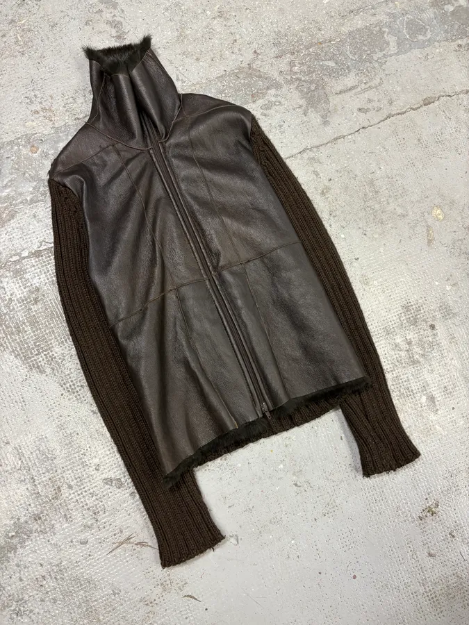 2000s Dolce & Gabbana Hybrid Leather Wool Fur Jacket - Image 2