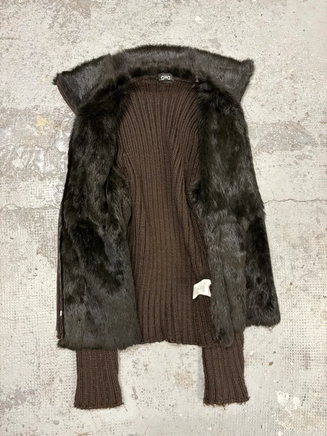 2000s Dolce & Gabbana Hybrid Leather Wool Fur Jacket - Image 5