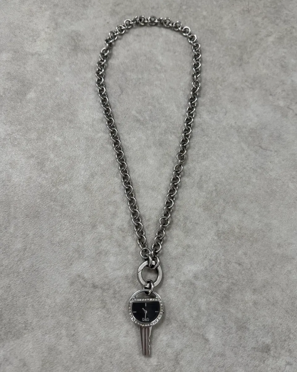 2000s Dolce & Gabbana Key Chain Grey Steel Necklace