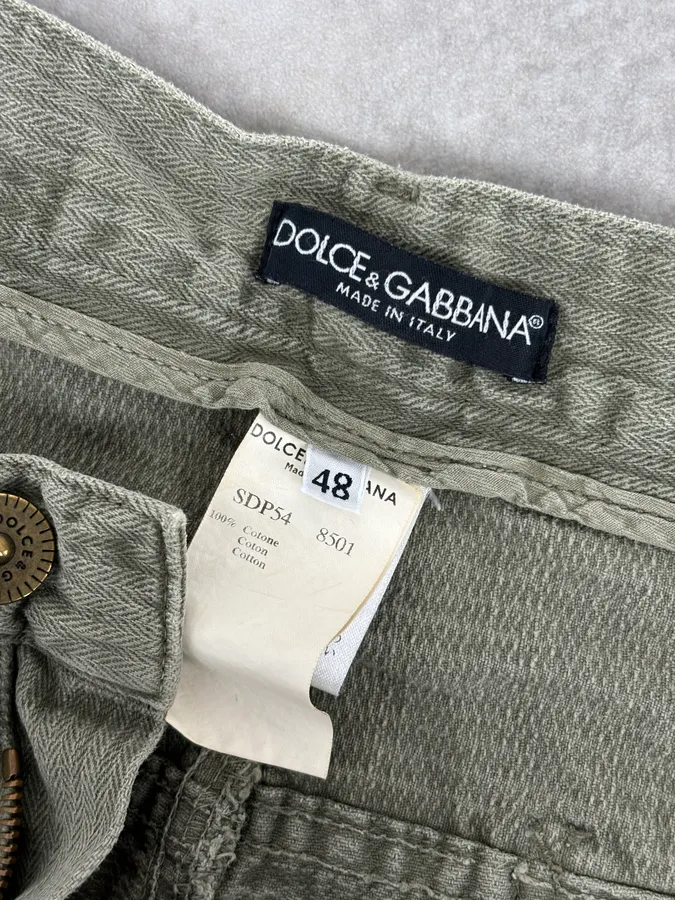 2000s Dolce & Gabbana Khaki Green Straight Cozy Pants - Image 12