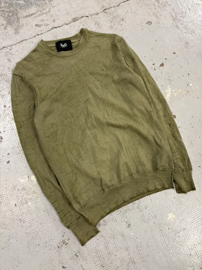 2000s Dolce & Gabbana Khaki Minimalist Sweater - Image 2