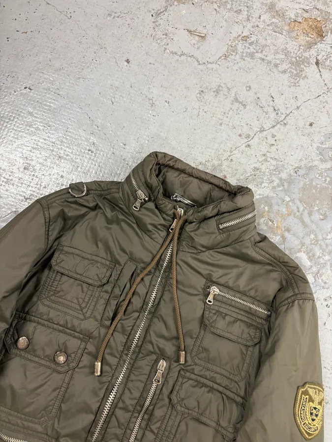 2000s Dolce & Gabbana Khaki Nylon Cargo Bomber Jacket - Image 4