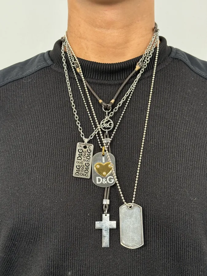 2000s Dolce & Gabbana Leather Cross Necklace - Image 2