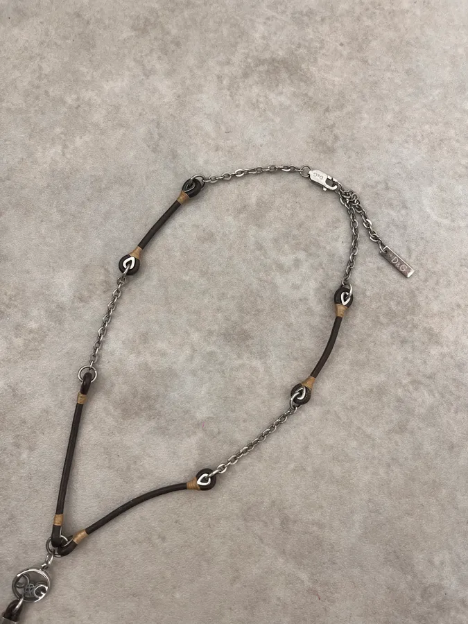 2000s Dolce & Gabbana Leather Cross Necklace - Image 5