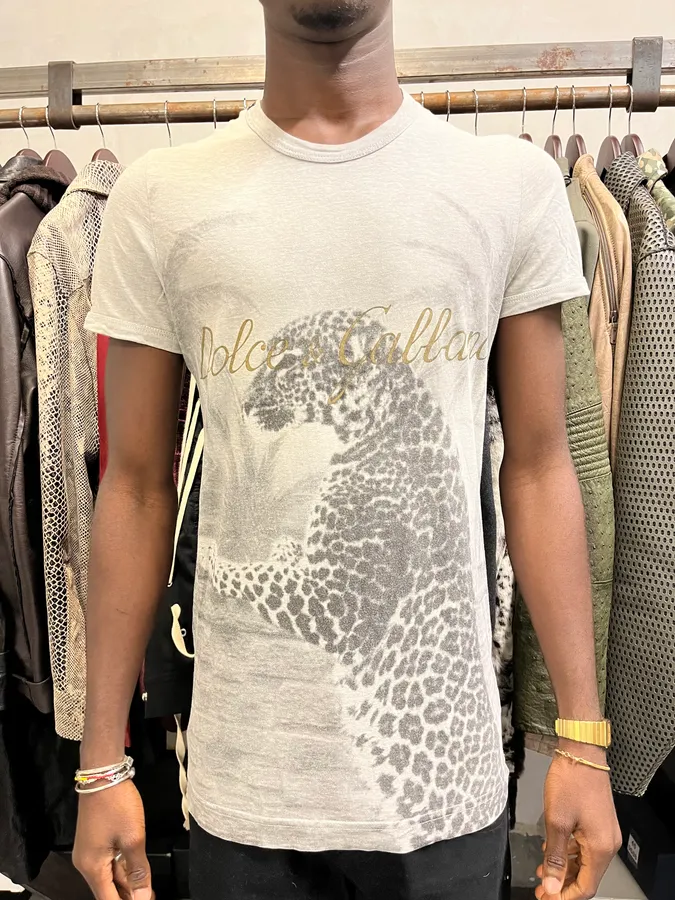 2000s Dolce & Gabbana Leopard Grey T-Shirt - Image 2