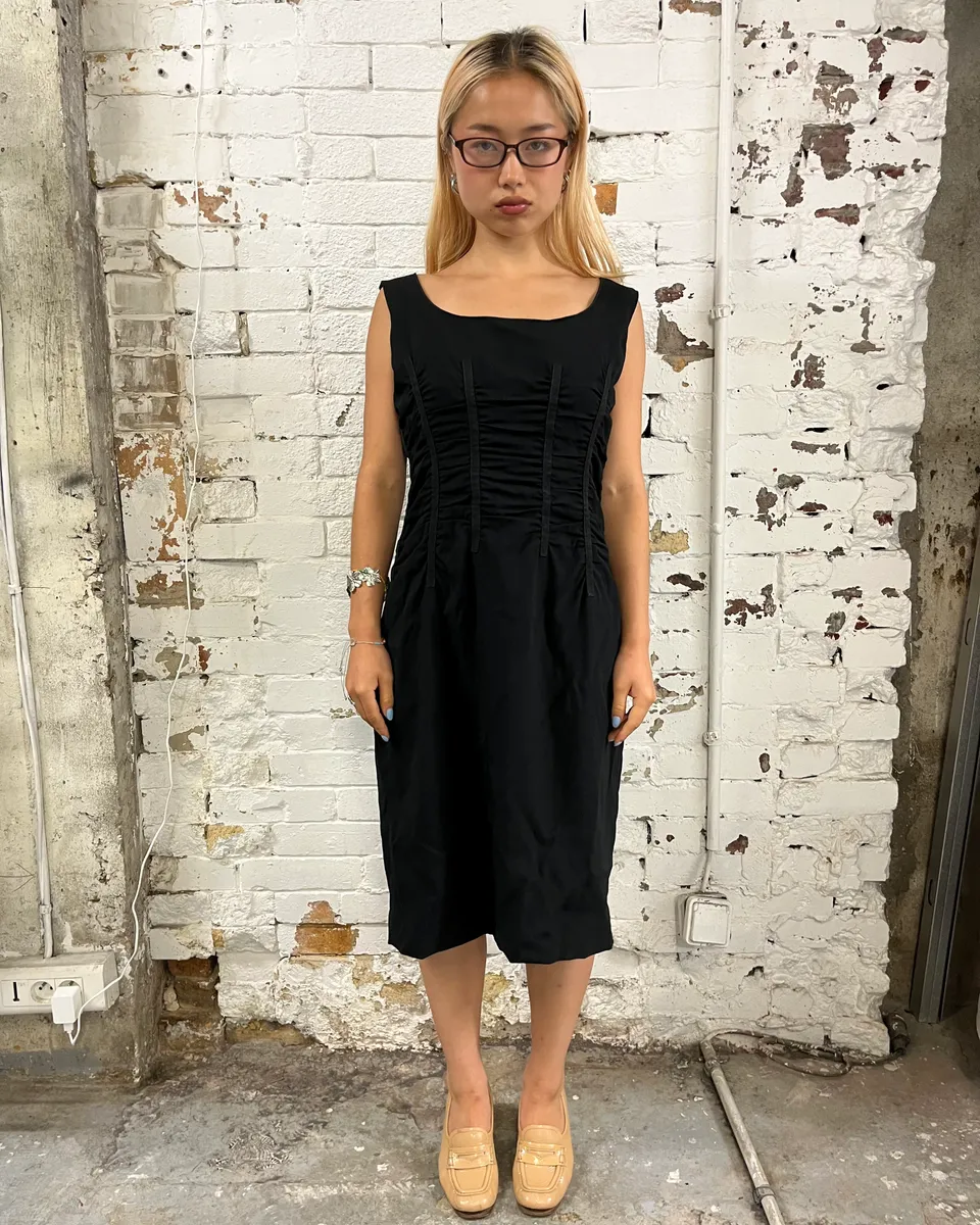 2000s Dolce & Gabbana Leopard Lining Black Dress