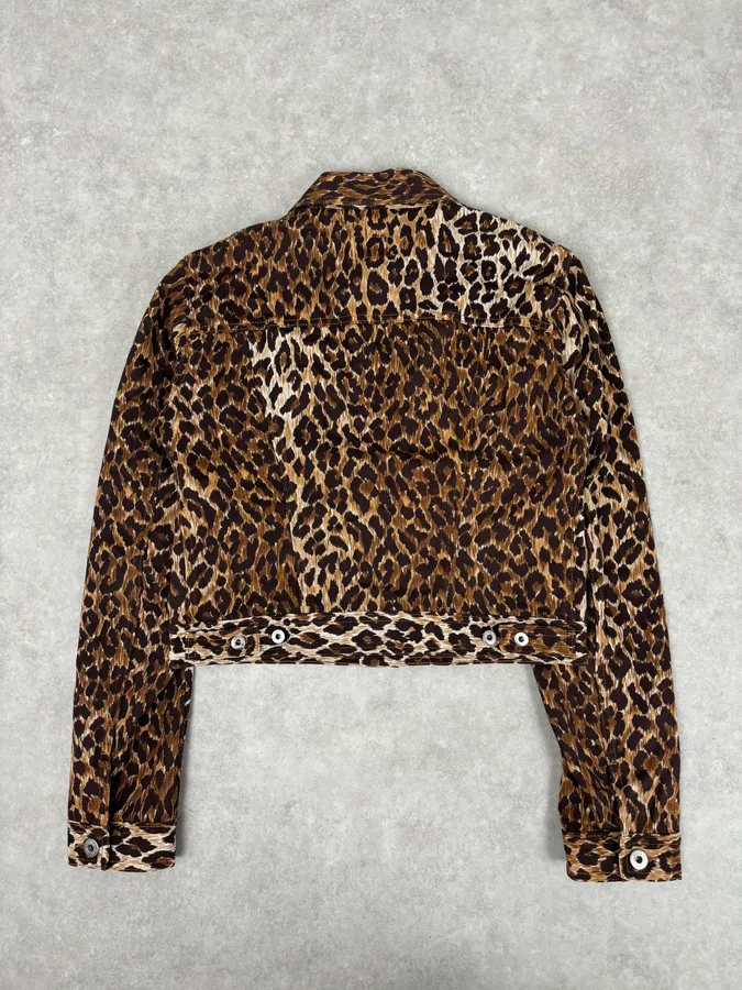 2000s Dolce & Gabbana Leopard Print Denim Jacket - Image 5