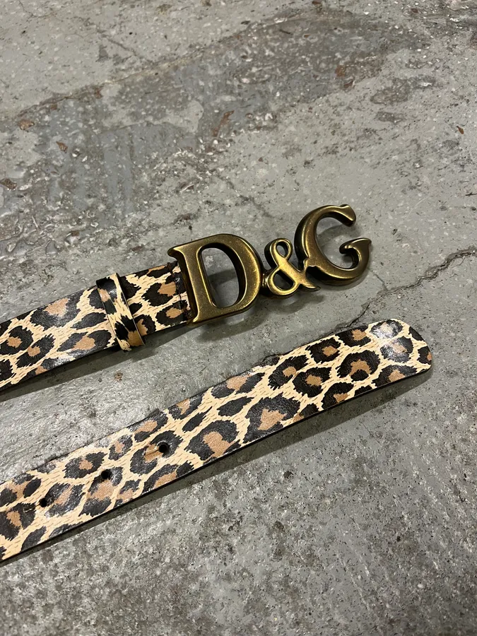 2000s Dolce & Gabbana Leopard Print Leather Belt - Image 5