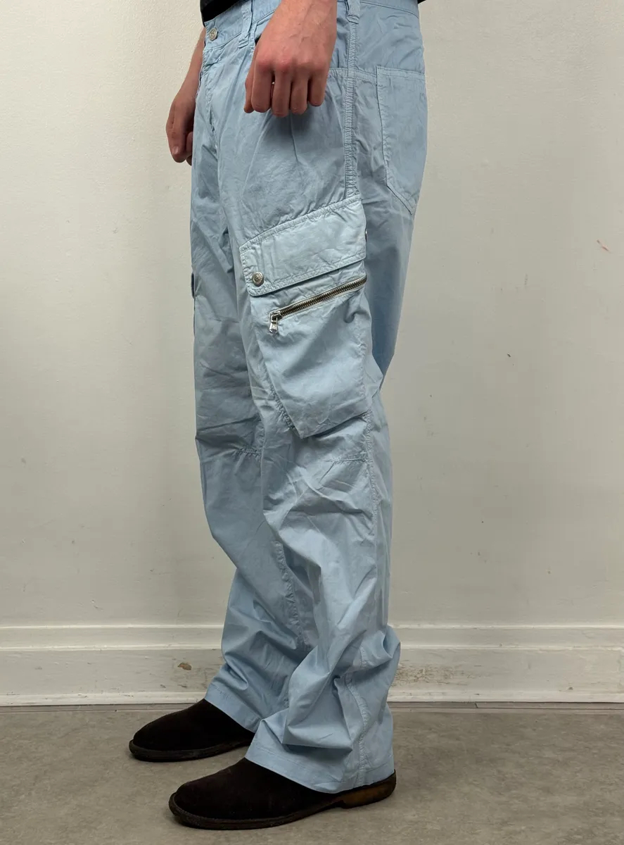 2000s Dolce & Gabbana Light Blue Cargo Pants - Image 2