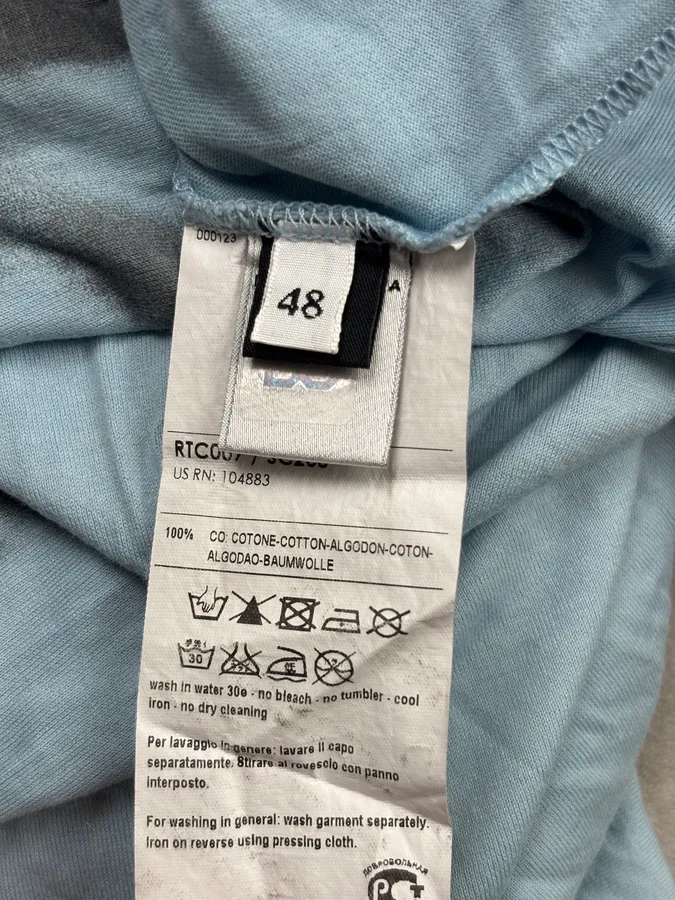 2000s Dolce & Gabbana Light Blue Cotton Bella Darvi Portrait T-Shirt - Image 10