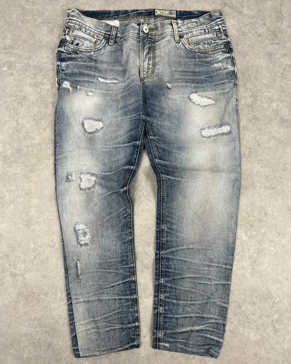2000s Dolce & Gabbana Light Blue Denim Distressed Jeans
