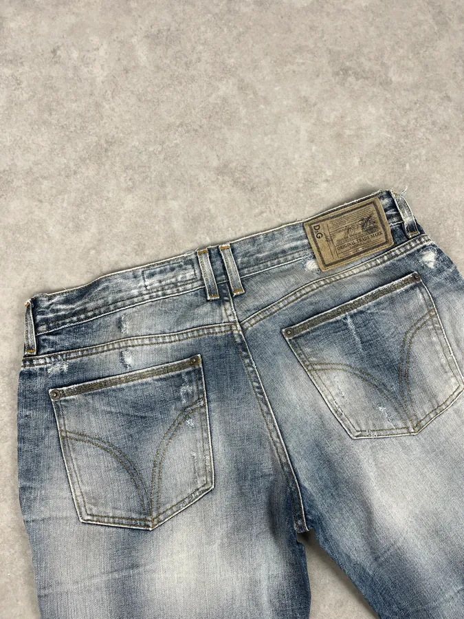 2000s Dolce & Gabbana Light Blue Denim Distressed Jeans - Image 8