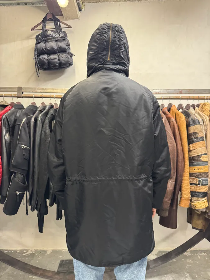 2000s Dolce & Gabbana Long Detachable Hood Black Bomber Jacket - Image 3