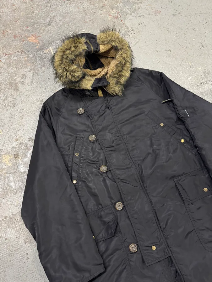 2000s Dolce & Gabbana Long Detachable Hood Black Bomber Jacket - Image 4