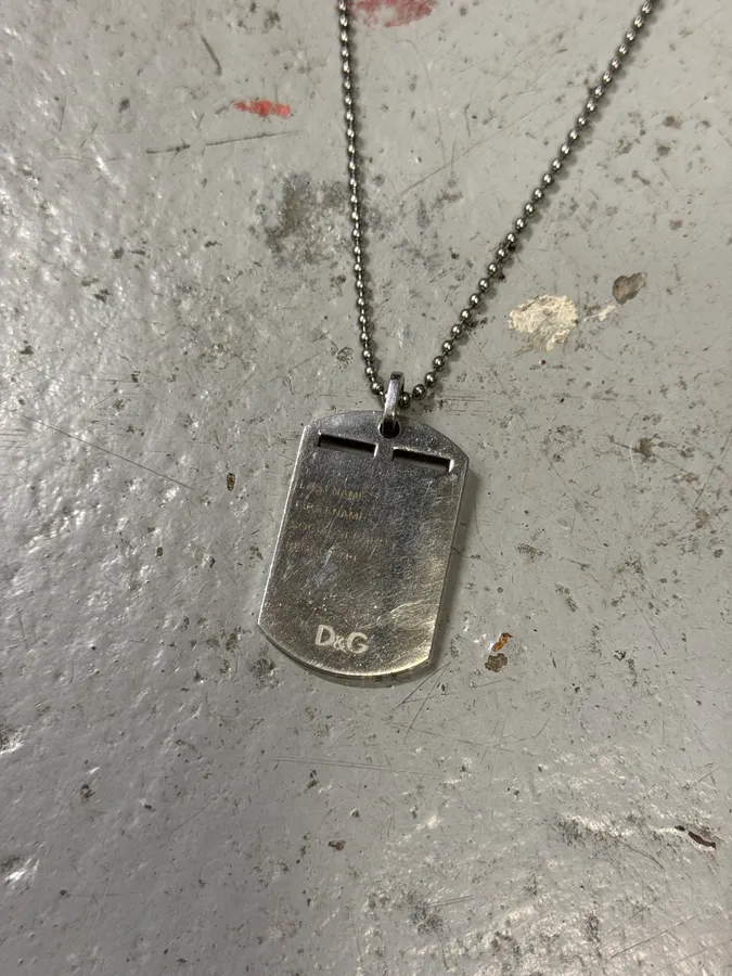 2000s Dolce & Gabbana Military Dog Tag Ball Chain Necklace - Image 3