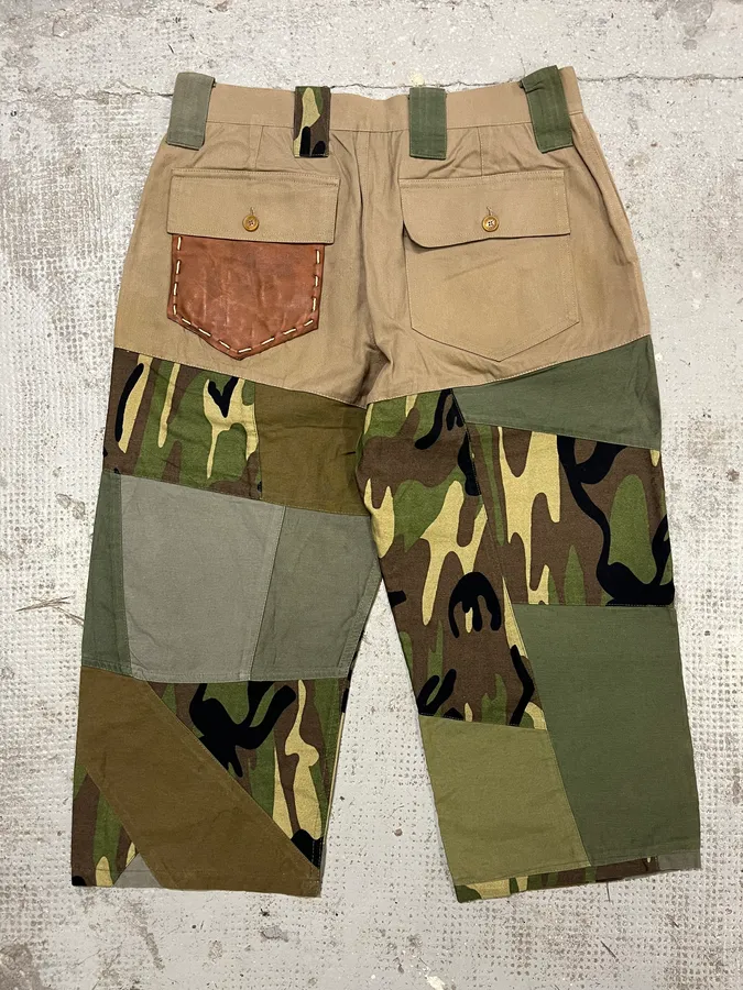 2000s Dolce & Gabbana Military Patchwork Khaki Short - Image 7