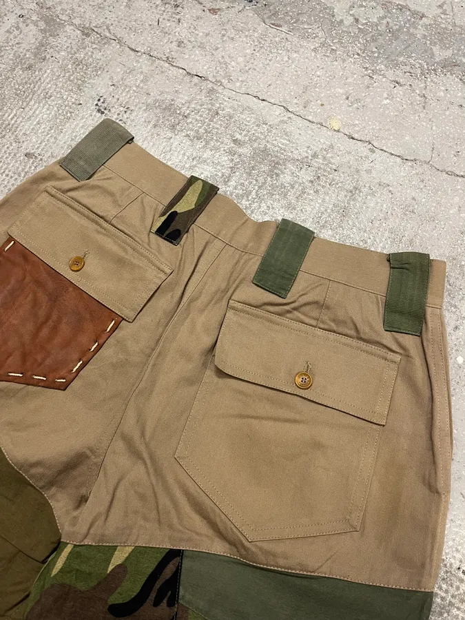2000s Dolce & Gabbana Military Patchwork Khaki Short - Image 8