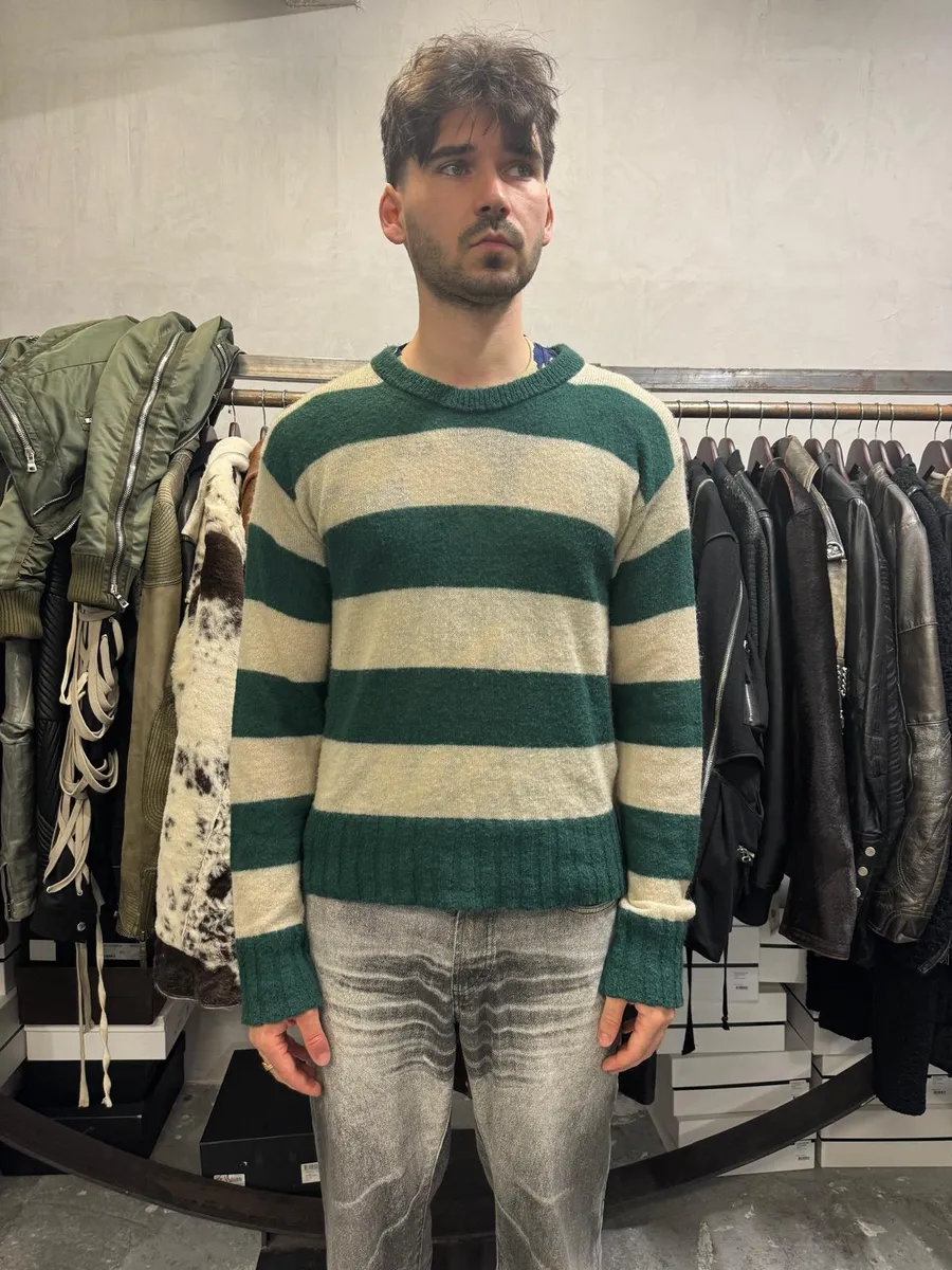 2000s Dolce & Gabbana Mohair Green & Beige Sweater - Image 2
