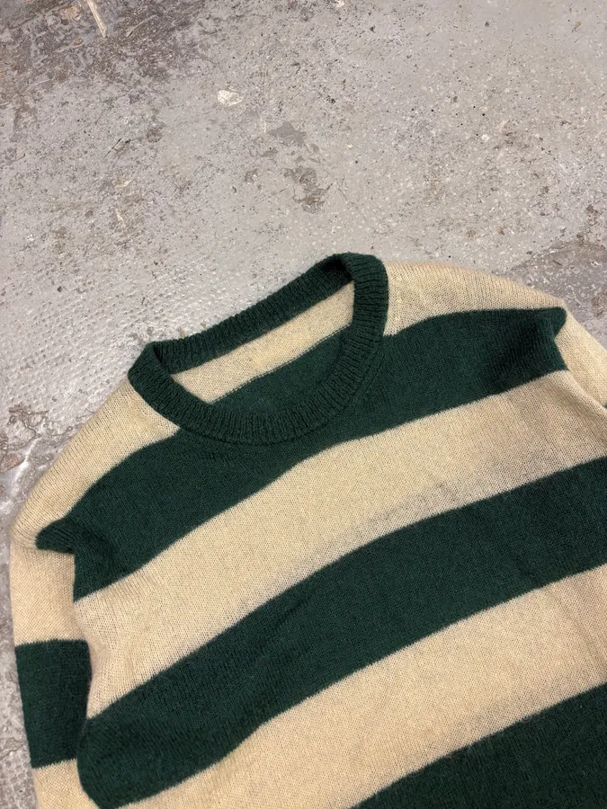 2000s Dolce & Gabbana Mohair Green & Beige Sweater - Image 5