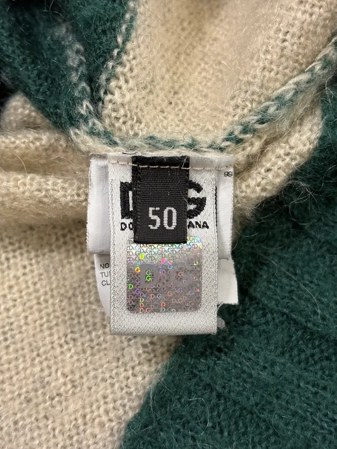 2000s Dolce & Gabbana Mohair Green & Beige Sweater - Image 8