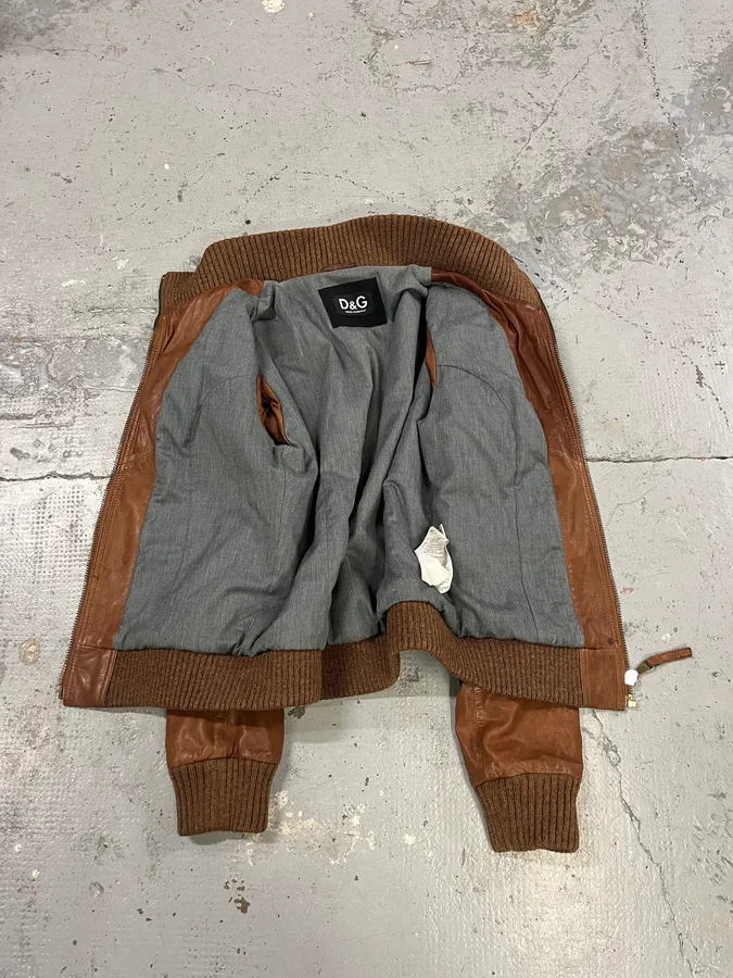 2000s Dolce & Gabbana Multi Pockets Brown Leather Jacket - Image 8