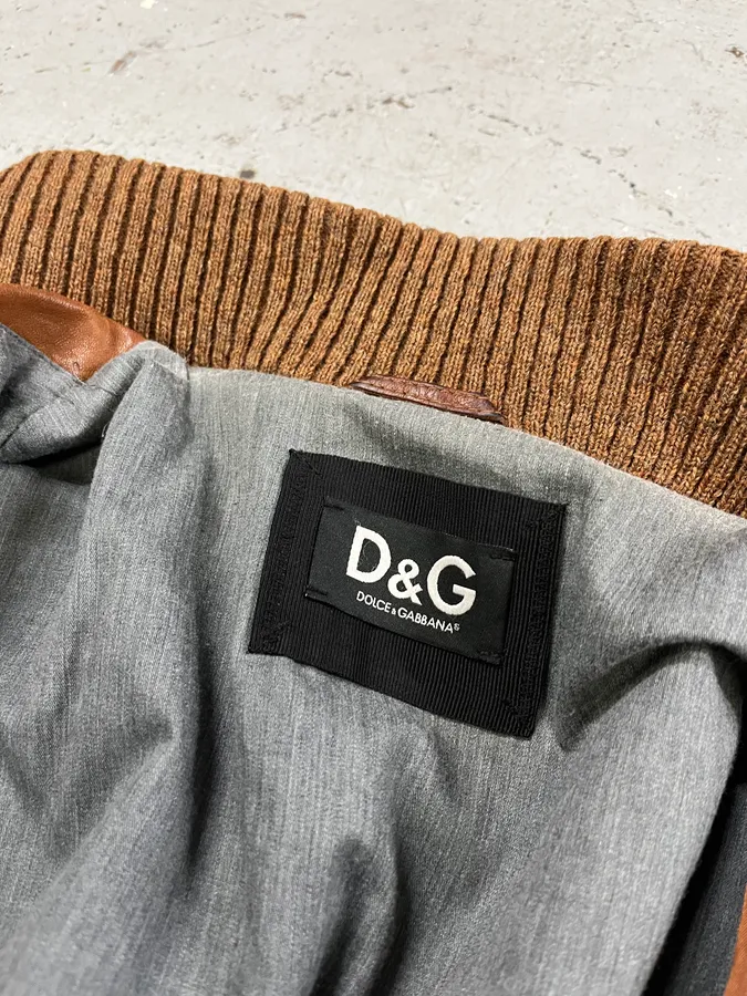 2000s Dolce & Gabbana Multi Pockets Brown Leather Jacket - Image 9