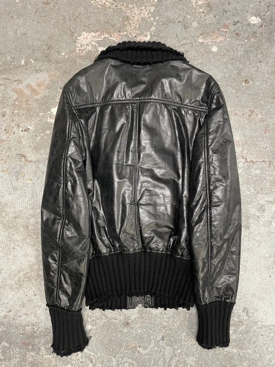 2000s Dolce & Gabbana Multi Zip Black Goatskin Leather Distressed Rebel Jacket - Image 3