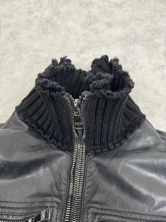2000s Dolce & Gabbana Multi-Zip Black Leather Distressed Jacket - Image 8