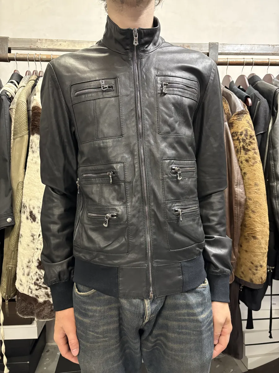 2000s Dolce & Gabbana Multi Zips Black Leather Jacket - Image 3