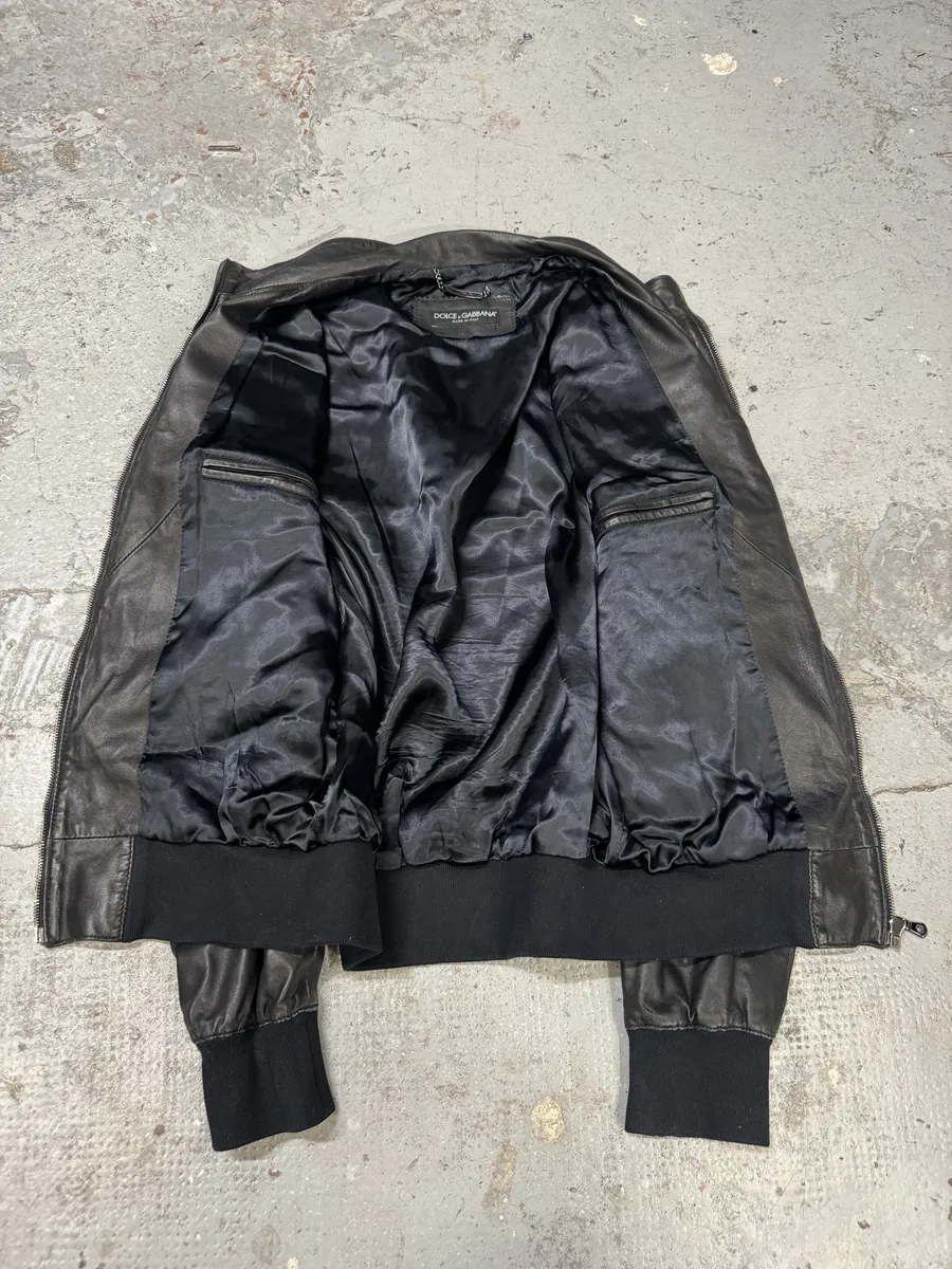 2000s Dolce & Gabbana Multi Zips Black Leather Jacket - Image 5