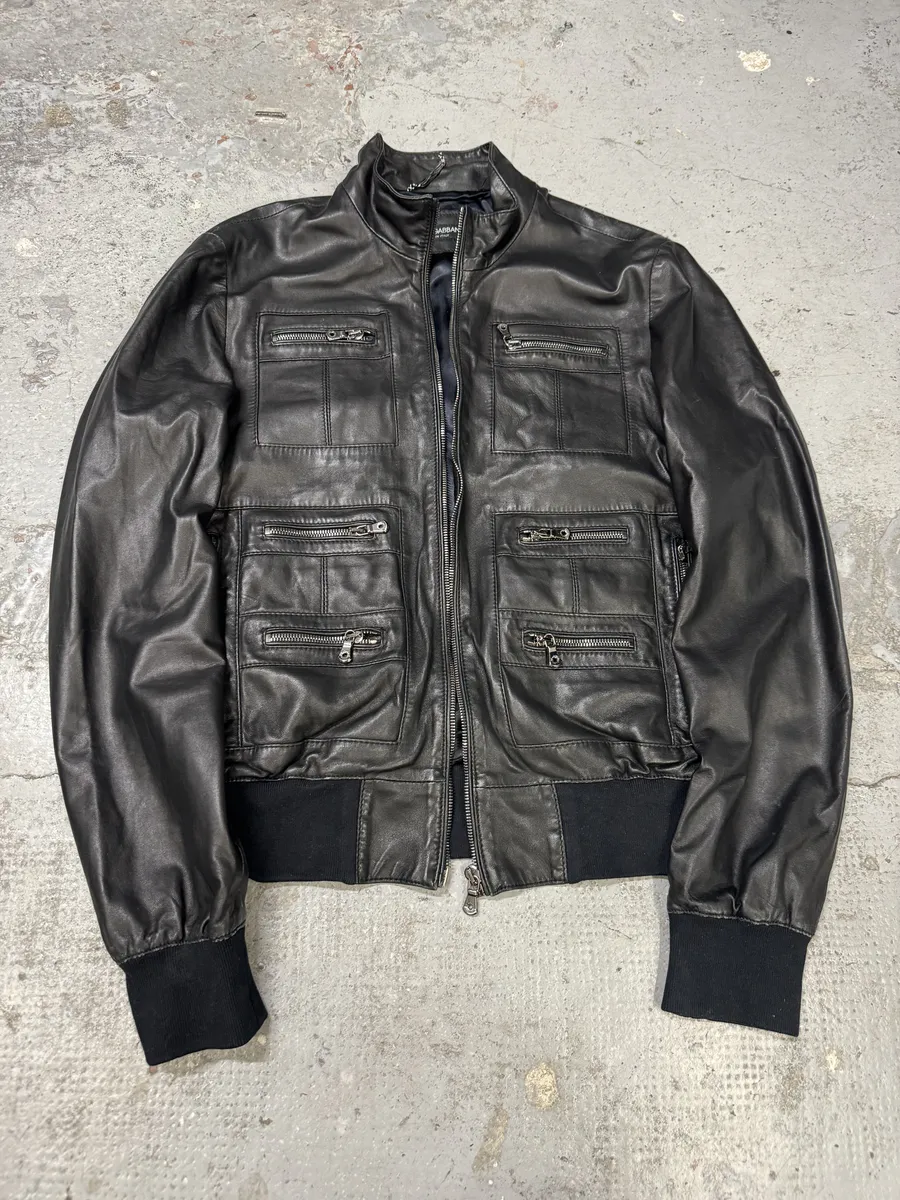 2000s Dolce & Gabbana Multi Zips Black Leather Jacket - Image 6
