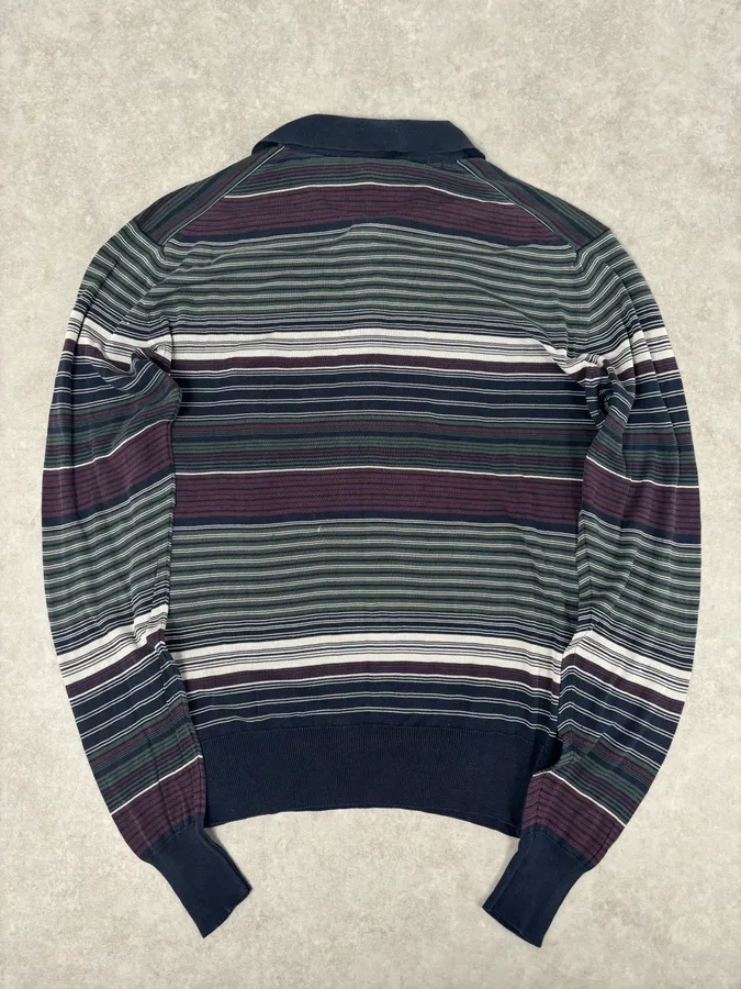2000s Dolce & Gabbana Multicolor Striped Signature Polo Sweater - Image 5