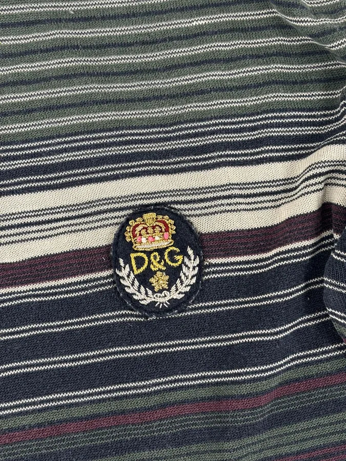2000s Dolce & Gabbana Multicolor Striped Signature Polo Sweater - Image 7