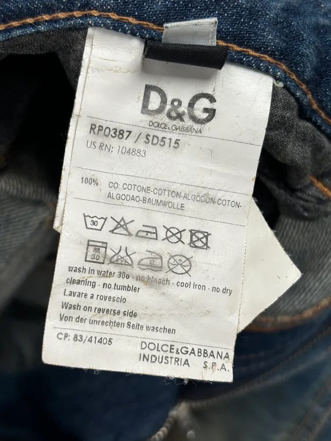 2000s Dolce & Gabbana Navy Dirty Effect Denim Cargo Jeans - Image 12
