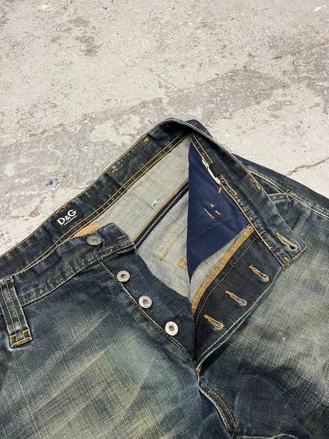 2000s Dolce & Gabbana Navy Faded Denim Jeans - Image 10