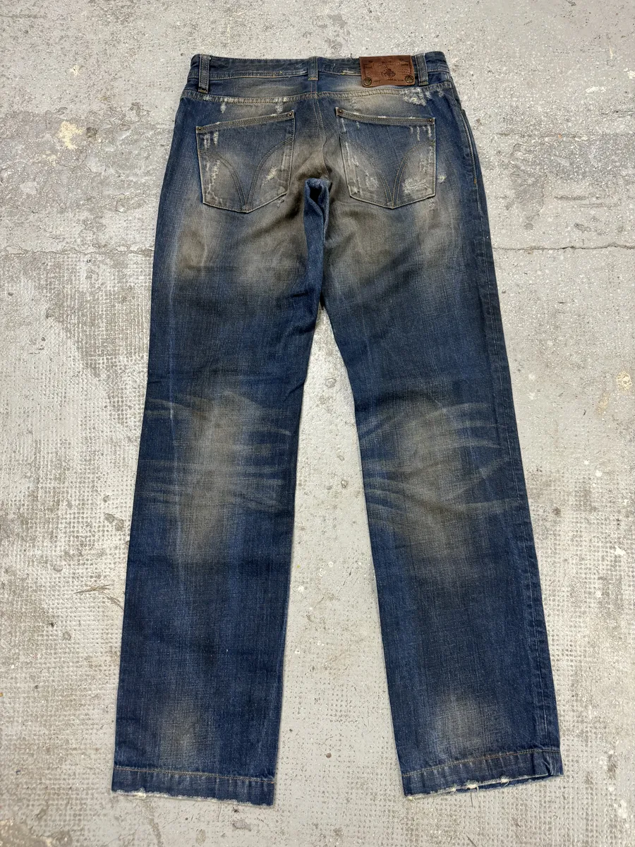 2000s Dolce & Gabbana Navy Faded Denim Jeans - Image 5