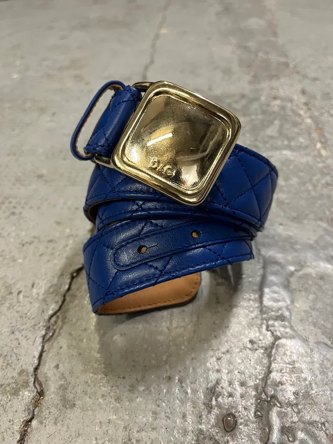 2000s Dolce & Gabbana Navy Leather Belt - Image 4